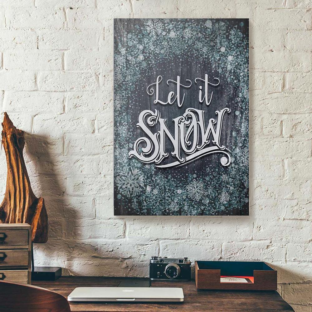 Canvas Wall Art Let It Snow Green Wood Frame Christmas Canvas Wall Art Home Decoration