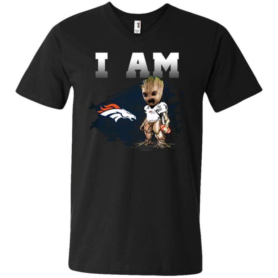 Denver Broncos I Am Groot Men V-Neck T-Shirt