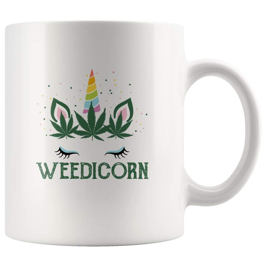 Weed unicorn weedicorn white coffee mug