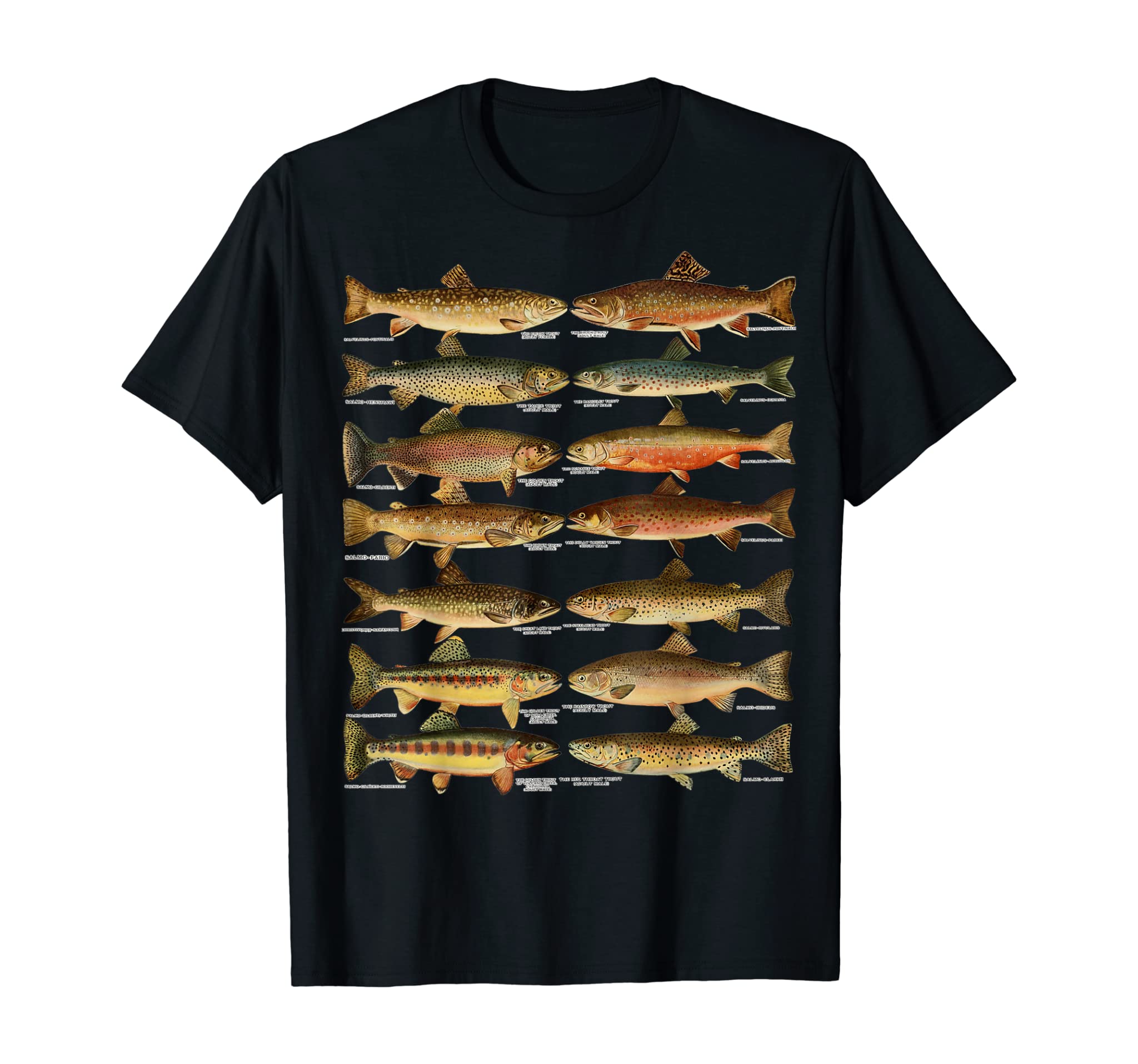 Types of Trout Fish Species Fishing Gift T-Shirt