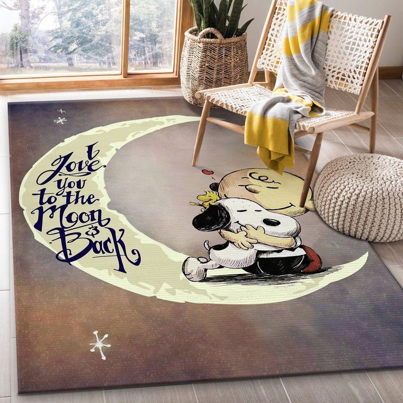 Peanuts Snoppy I Love You To The Moon And Back Area Rug Living Room Rug Home Decor Floor Decor N98