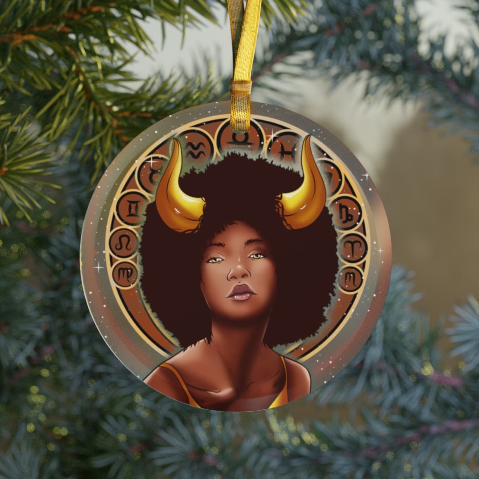 Taurus Taurus Gifts Zodiac Black Girl Magicblack Girl Astrology Black Queen Christmas Ornament