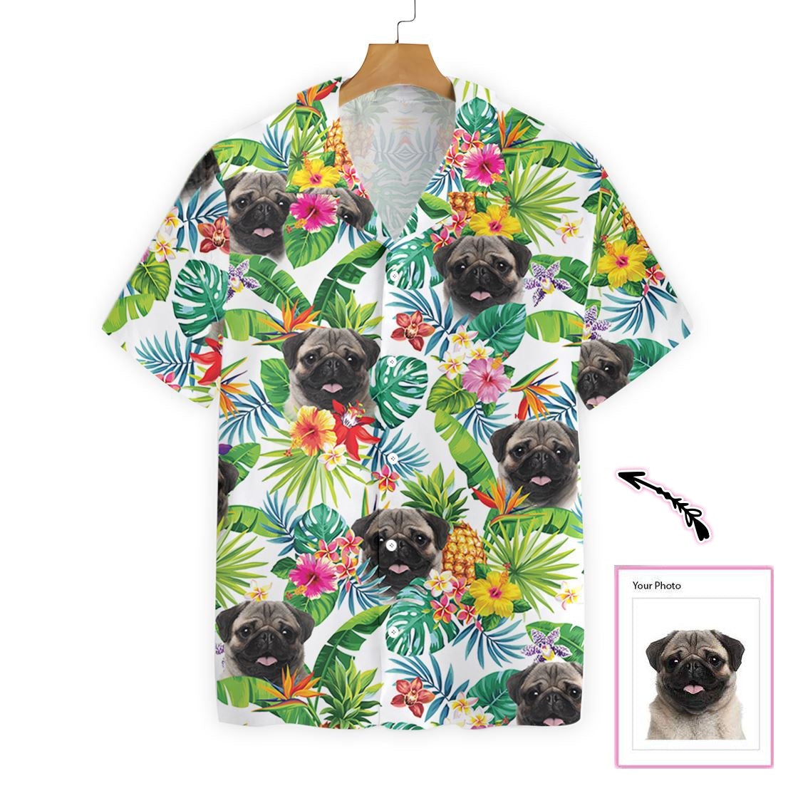 Dog And Tropical Pineapple Custom Photo Hawaii Shirt For Men Women Adult Ha11015