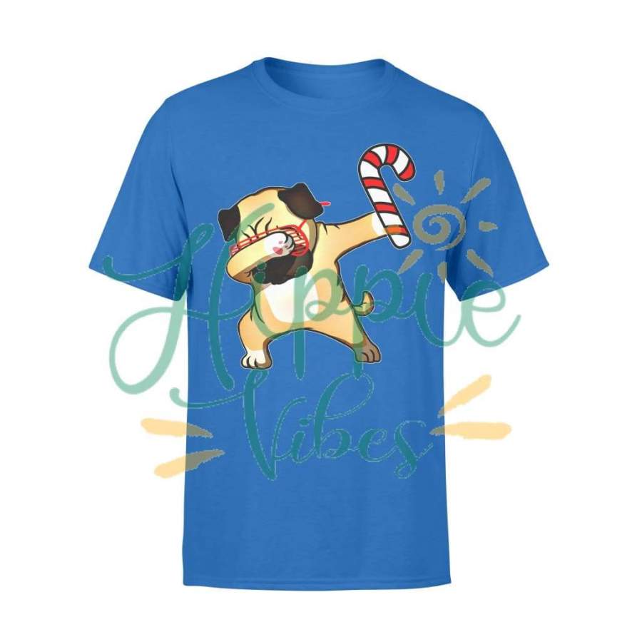 Dog Christmas gift idea Dabbing Pug Puppy Candy Cane Dance T-Shirt – Standard T-shirt