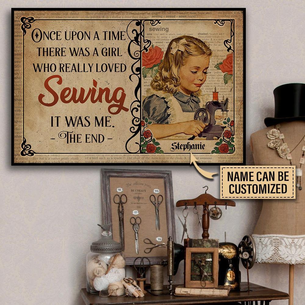 Aeticon Gifts Personalized Sewing Little Blonde Girl Once Upon A Time Canvas Mom Dad Gift Home Decor