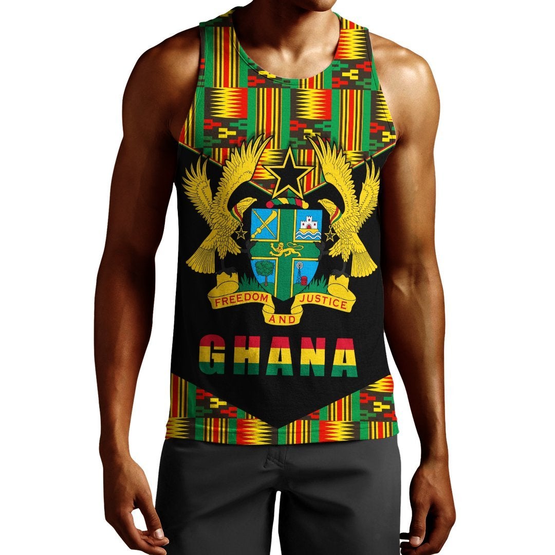 Ghana Proud Men Tank Top Ankara Kente Lt13