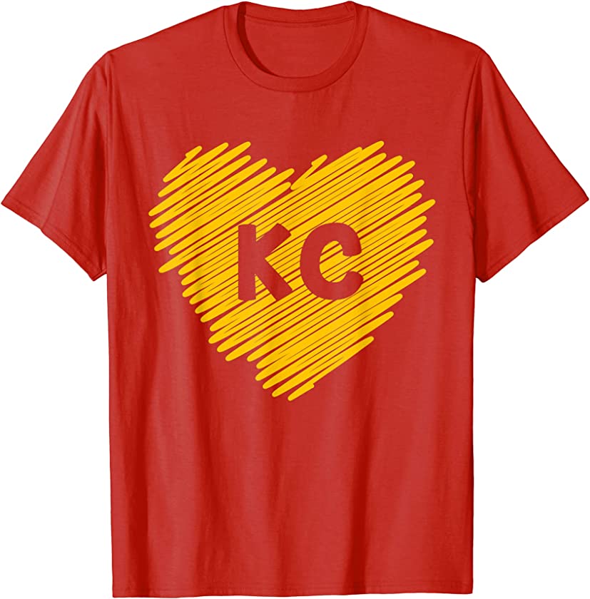 Red Kansas City Heart Lover Football KC Mens Womens T-Shirt