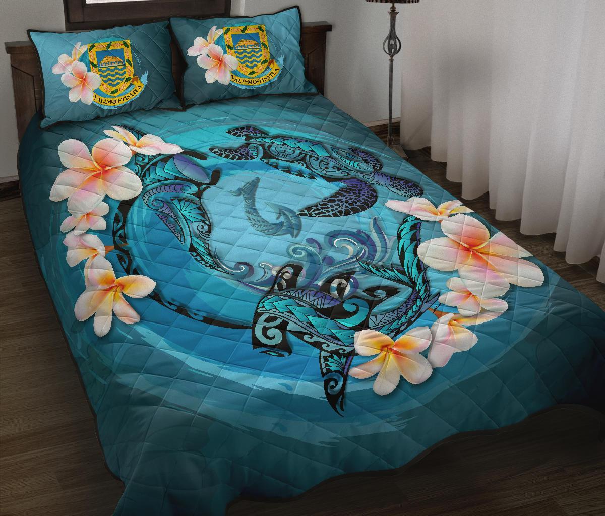 Tuvalu Quilt Bed Set – Blue Plumeria Animal Tattoo A24