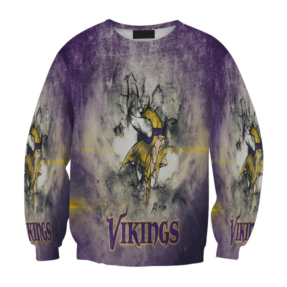 Minnesota Vikings Emblem Vintage Wall Gift For Fan 3D Full Printing Sweatshirt