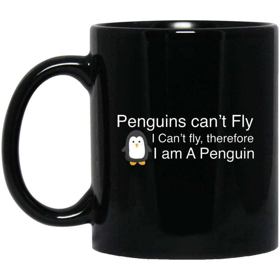 Funny Penguin Cool I can’t fly animal love gift Black mugs