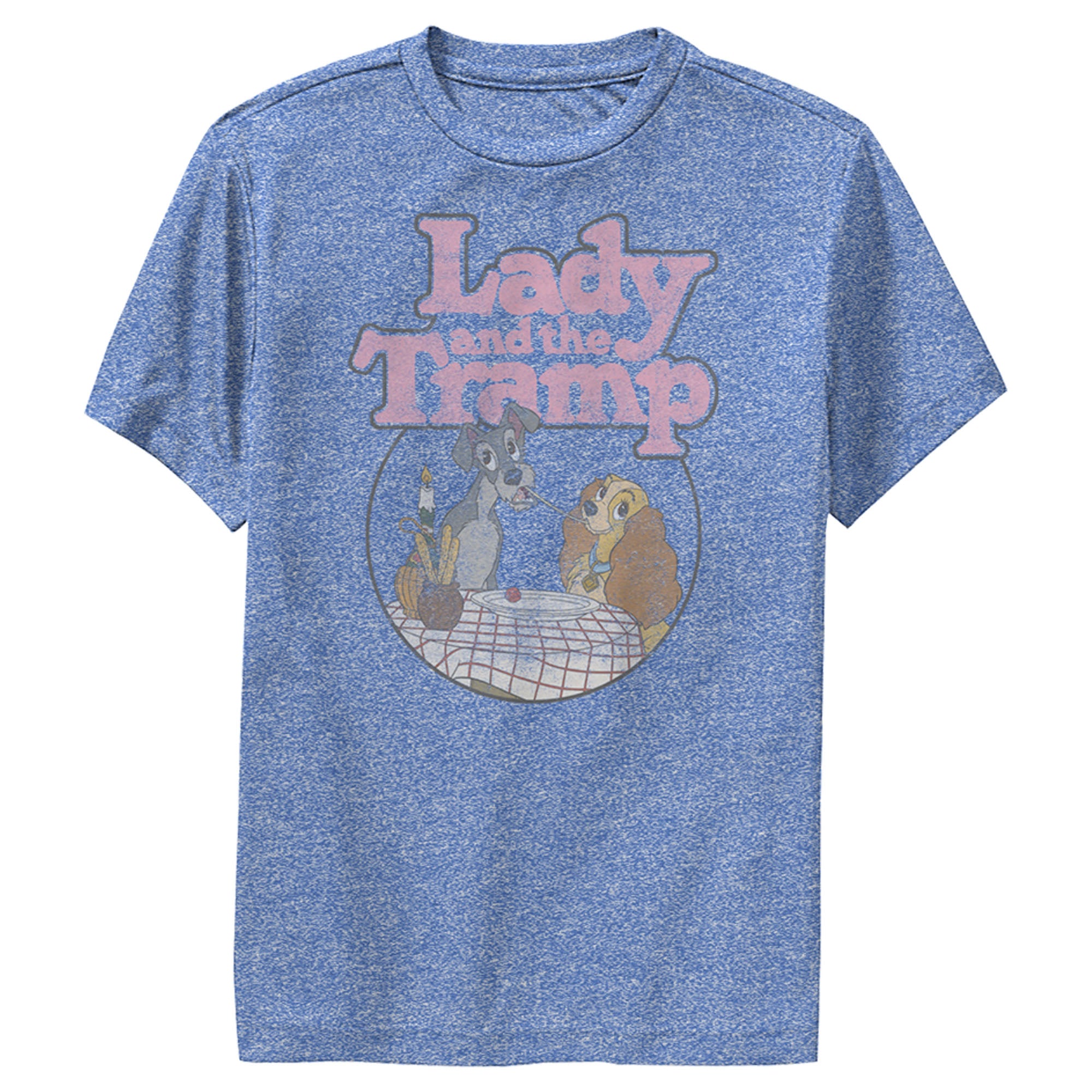 Boy’S Lady And The Tramp Distressed Spaghetti Kiss Movie Logo Performance Tee