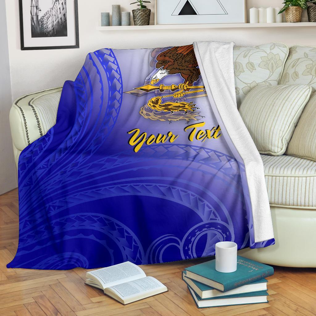 American Samoa Polynesian Custom Personalised Personalized Premium Blanket – Bald Eagle (Blue)