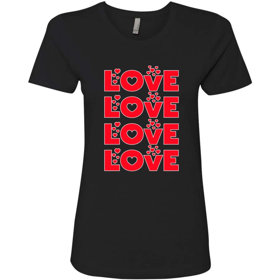 Love 4x Hearts Classic Vintage Valentine’s Day Womens Premium Graphic T-Shirt