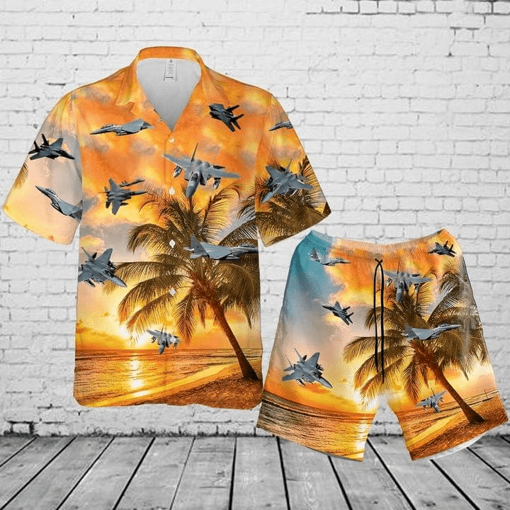 Hawaii Aloha Shirts Beach Shorts Us Air Force Mcdonnell Douglas Eagle On Ha71998