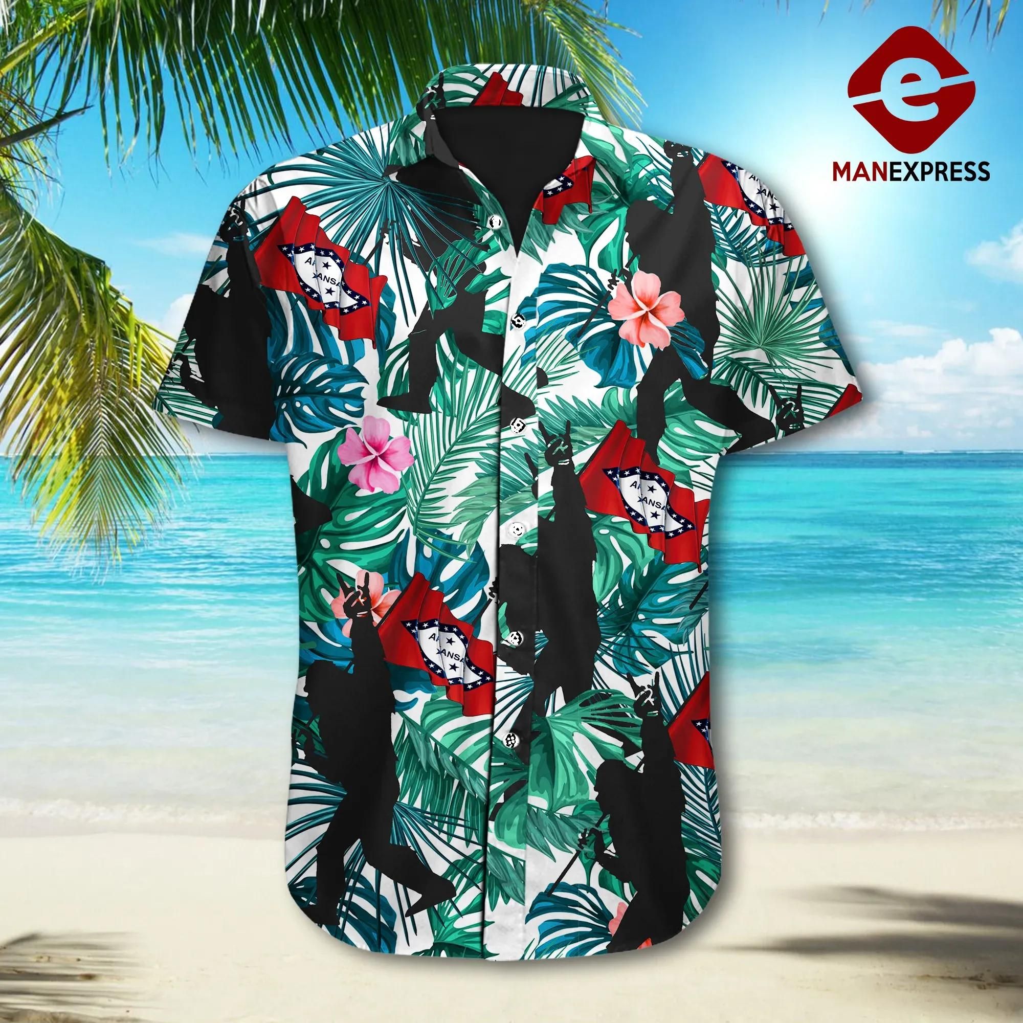 Arkansas Tropical Bigfooot Aloha Hawaiian Shirt Colorful Short Sleeve Summer Beach Casual Shirt For Men And Women