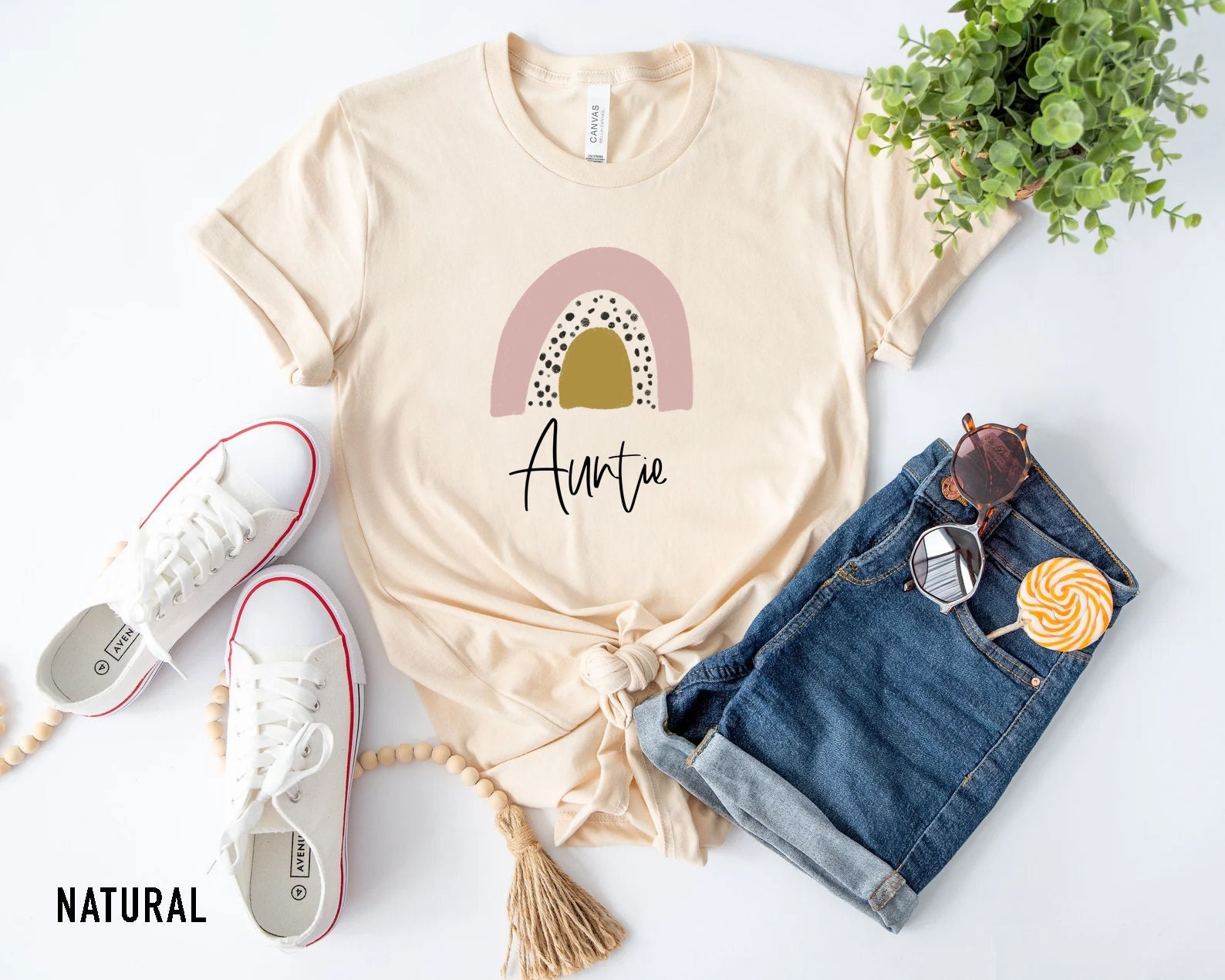 Auntie Shirt – Rainbow Shirt – Aunt Tee Shirt – Aunt To Be Shirt – Birthday Gift Aunt – Pregnancy Announcement – Tia Shirt – Rainbow Shirt