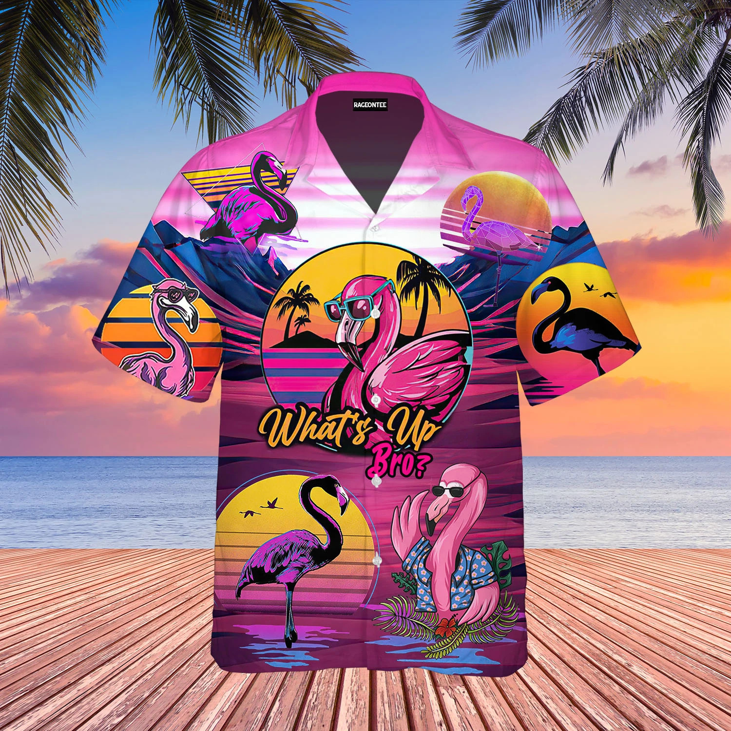 Retro Tropical Flamingo Hawaii Shirt Unisex Adult Ha74199