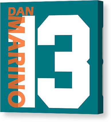 Dan Marino Miami Dolphins Jersey Number Art 1 Joe Hamilton Canvas Print