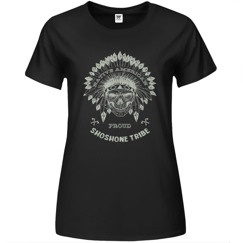 Shoshone Tribe Native American Indian Respect Skull Premium Womens Tshirts