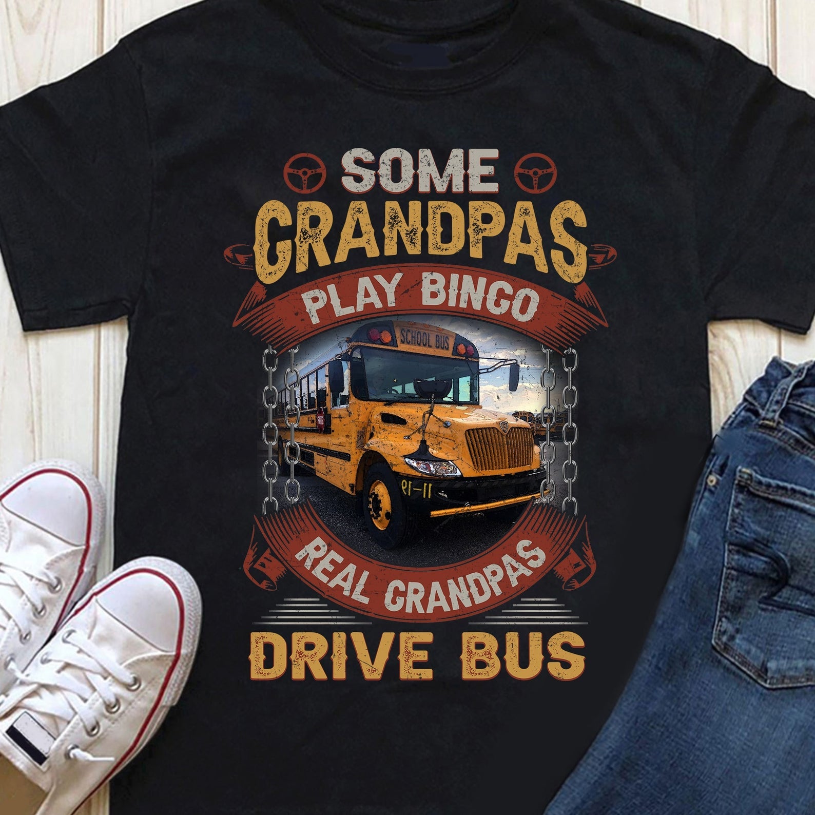 Some Grandpas Play Bingo Real Grandpas Drive Bus Awesome T-Shirt, Best Gift Shirt For Grandfather, Cute Shirt