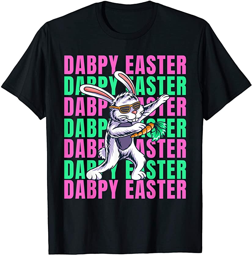 Boys Dabbing Happy Easter Day Rabbit Girls Kids Adults T-Shirt