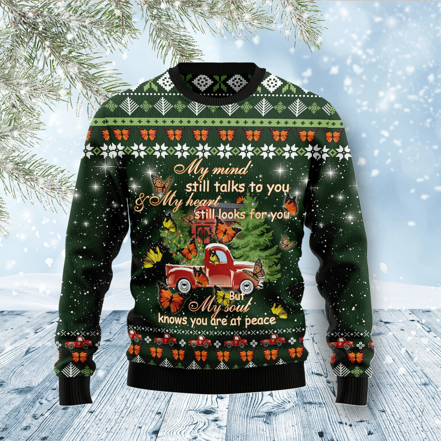 Butterfly Christmas Season My Mind Christmas Ugly Sweater