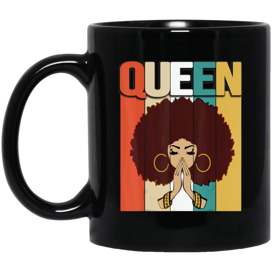 Queen Vintage Retro Melanin Strong Black Afro Woman Gift Coffee Mug