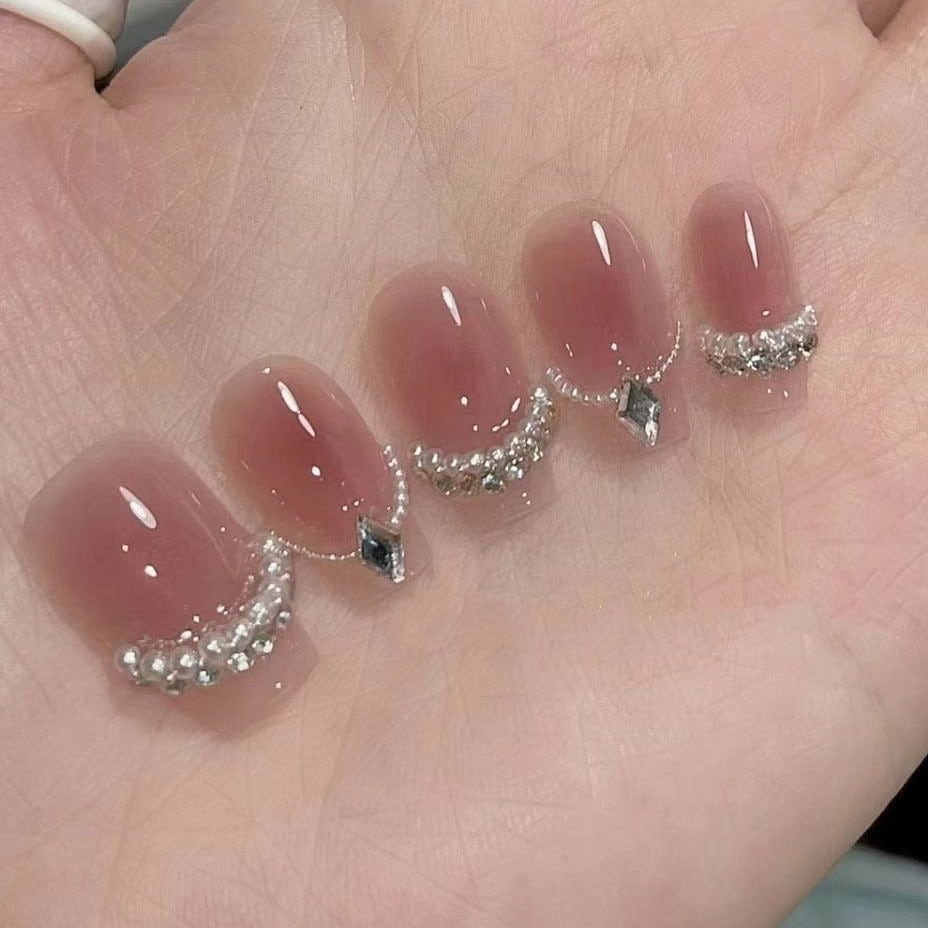 Strawberry Jam Crown Press On Nails/ Cut Nails/Elegant Nails/ Cute Nails/Wedding Nails #272