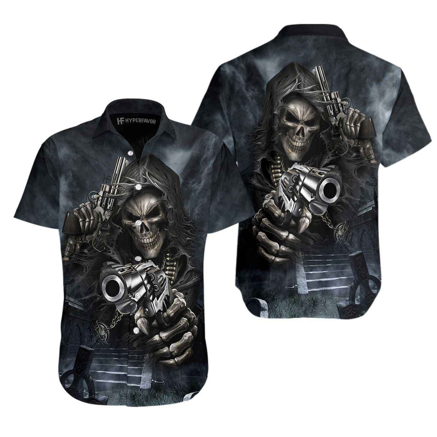 Hunter Skull Shirt For Men Hawaii Ha74895