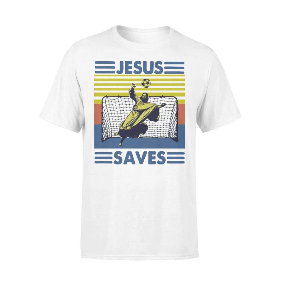 Jesus Saves Goalkeeper Football Soccer Vintage T-shirt