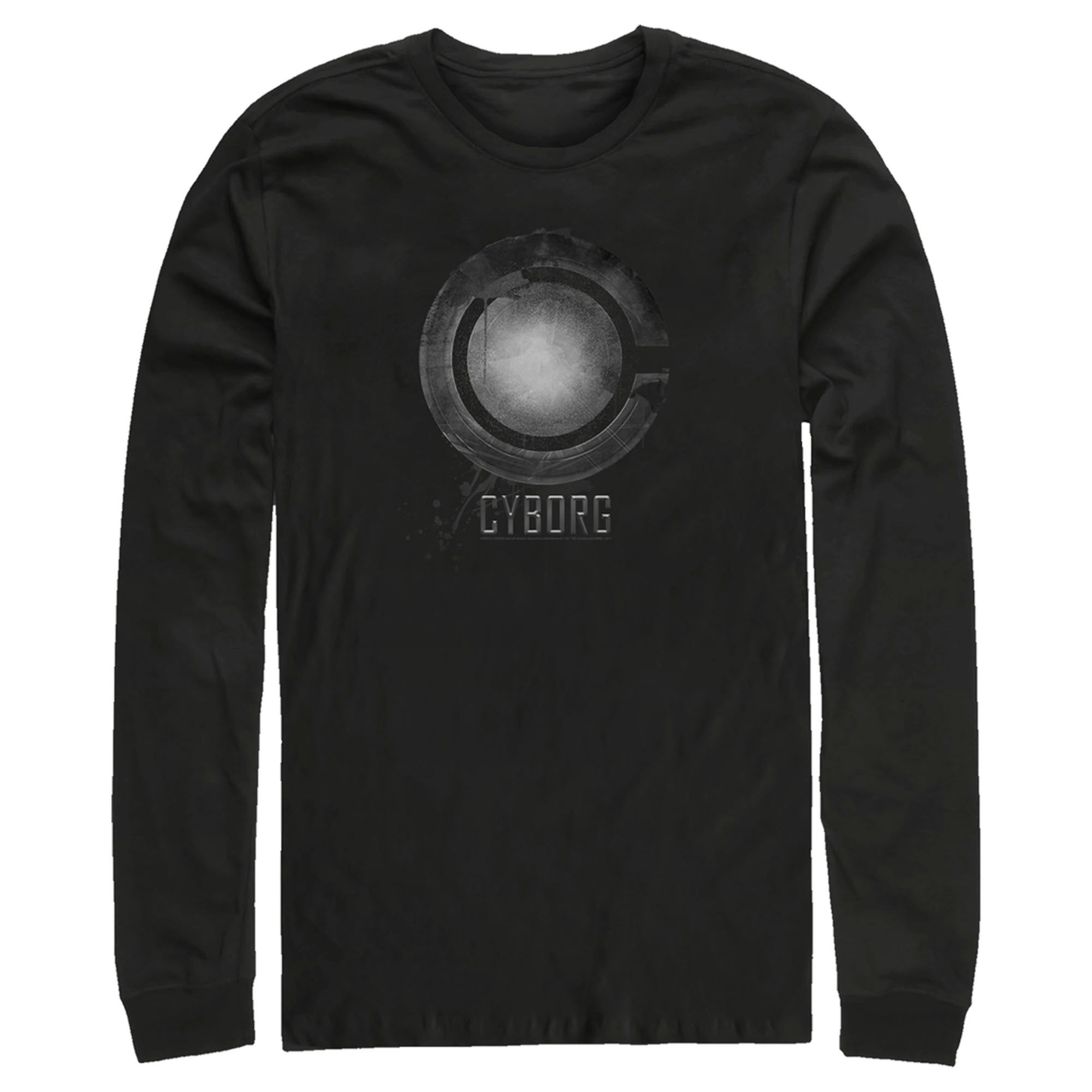 Zack Snyder Justice League Men’S Cyborg Silver Logo  Long Sleeve Shirt