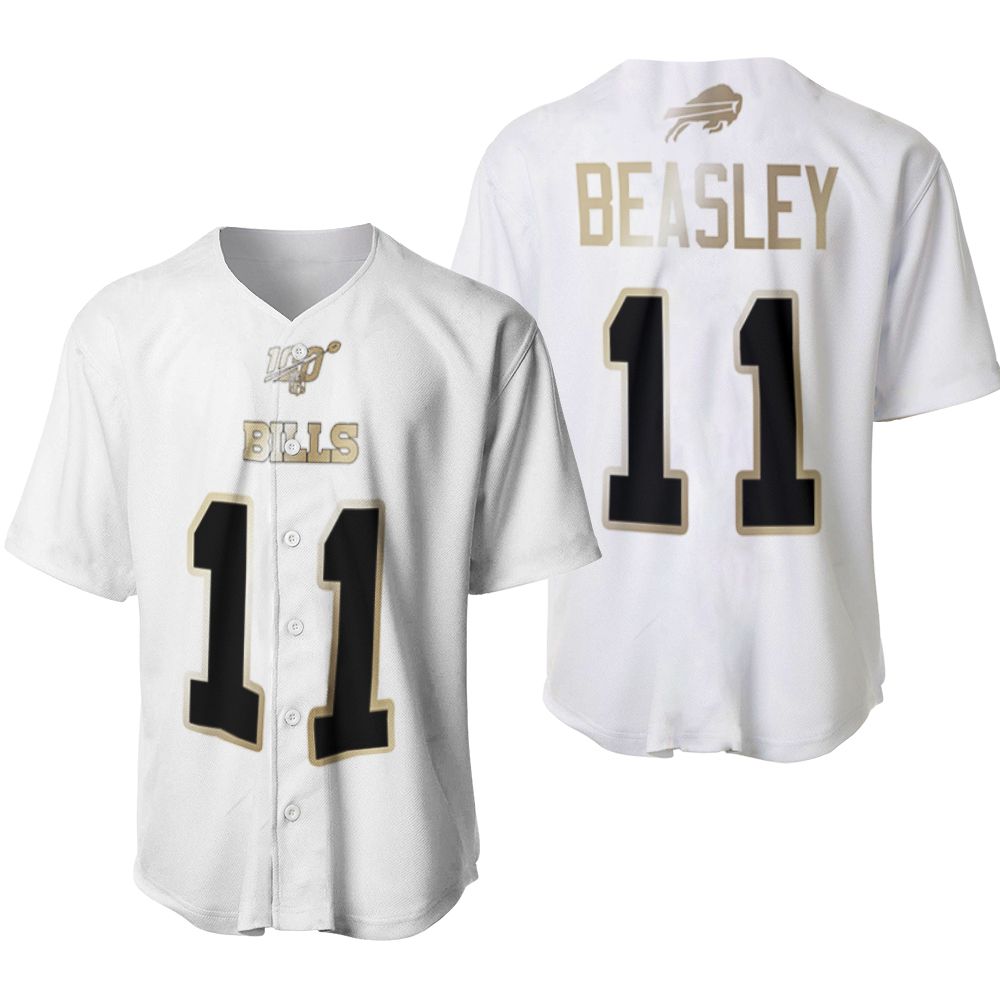 Buffalo Bills Cole Beasley #11 NFL White 100th Season Golden Brandedition Jersey Style Gift For Bills Fans Baseball Jersey