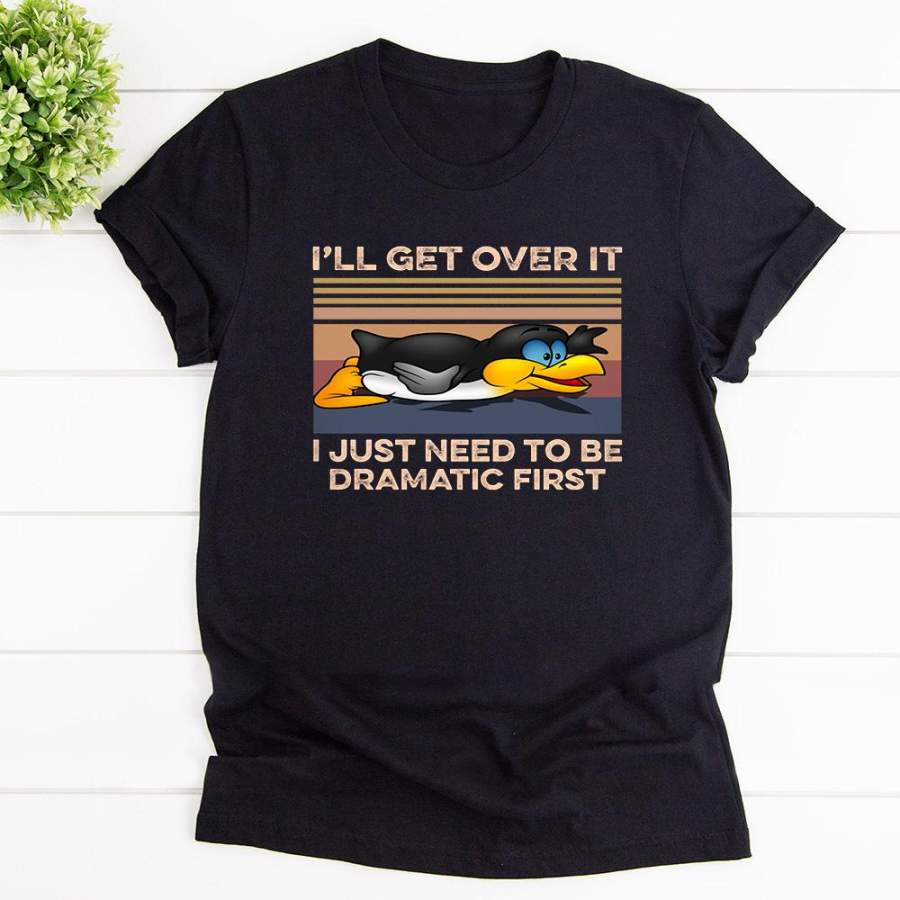 Penguin I’ll get over it black cotton t shirt for men and women S-6XL