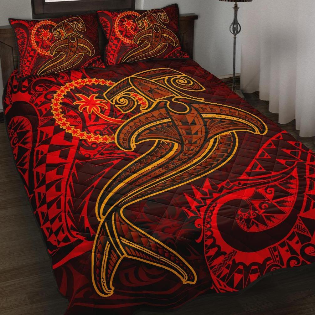 Chuuk Quilt Bed Set – Red Shark Polynesian Tattoo – BN18