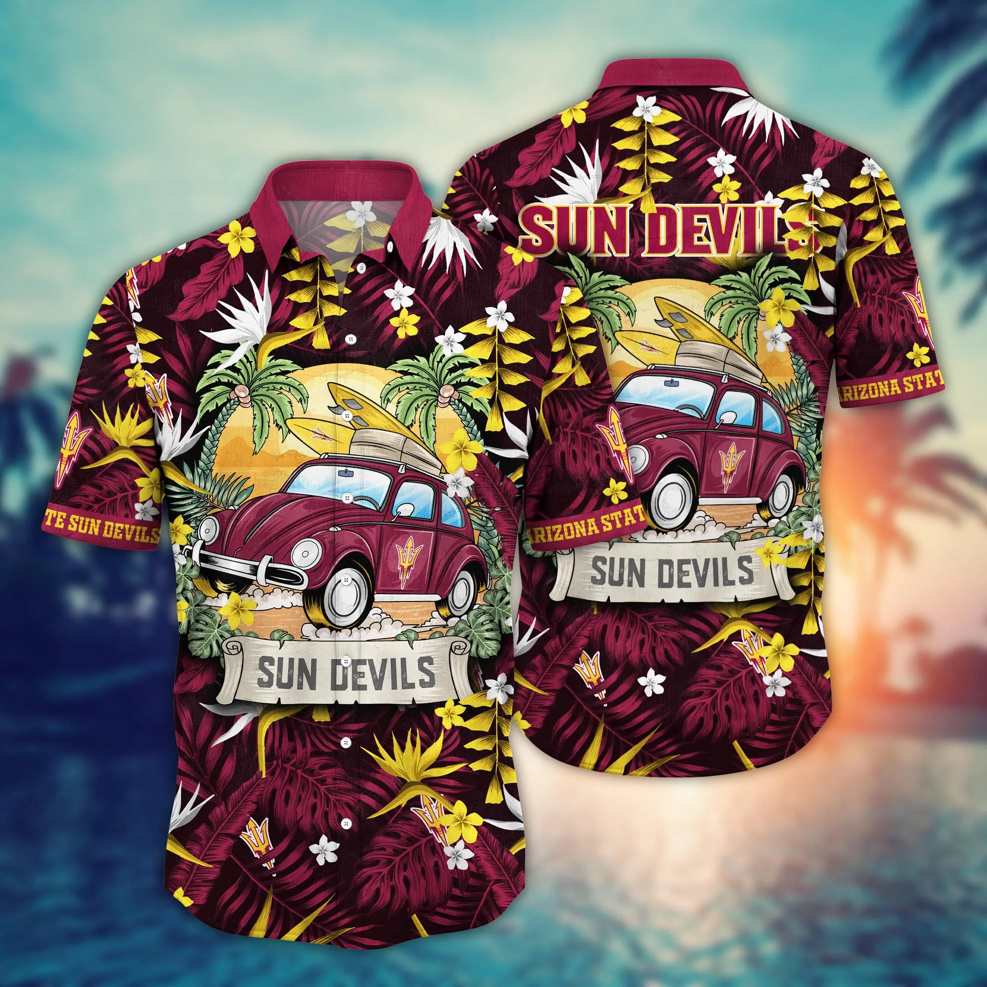 Arizona State Sun Devils NCAA Hawaiian Shirt Evening Strollstime Aloha Shirt