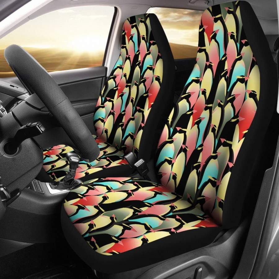 Colorful Penguin Pattern Print Universal Fit Car Seat Cover