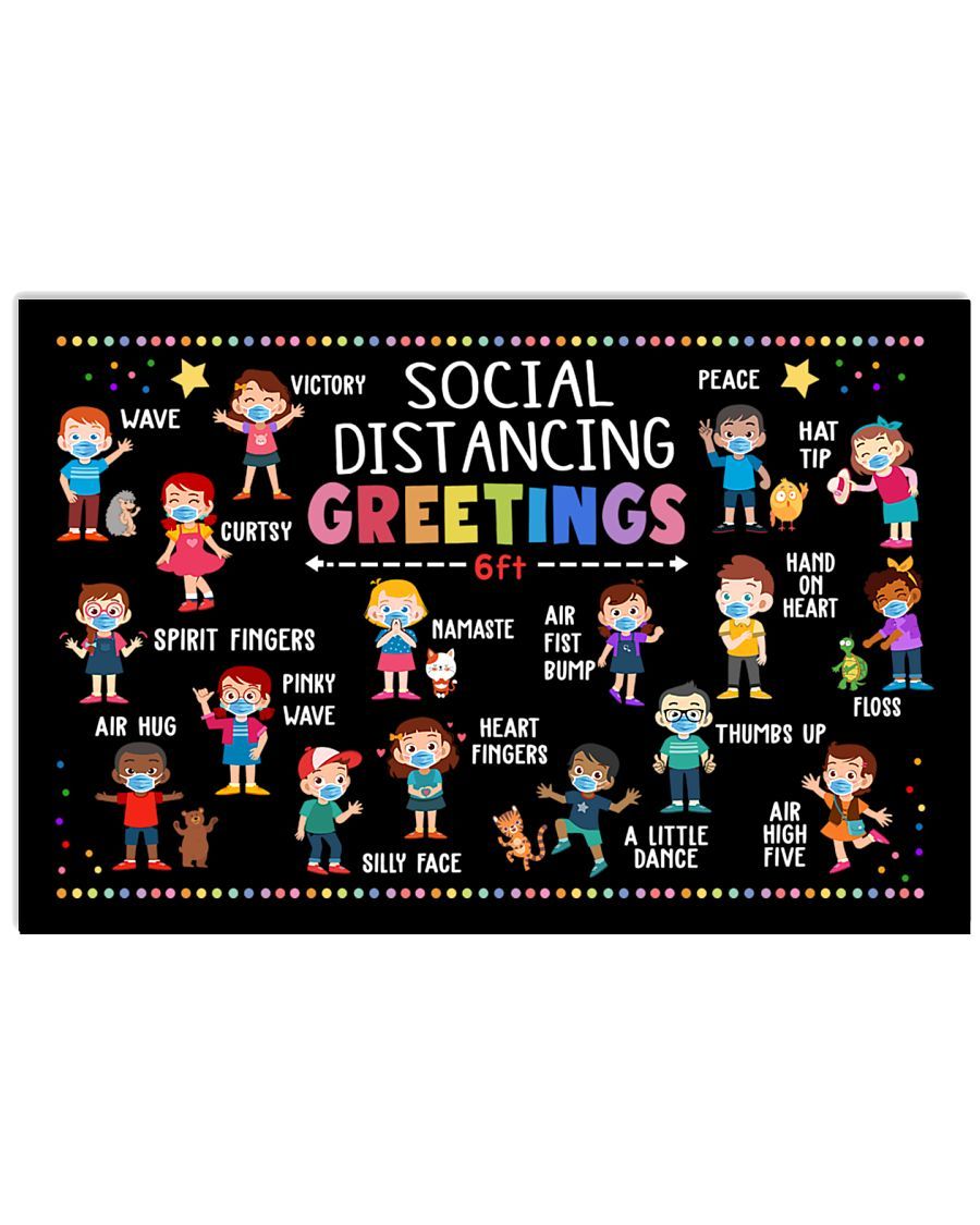 Social Distancing Greetings 6 Feet Away Landscape Canvas & Poster Gift For Sutdents Teacher Kids Classroom Decor Growth Mindset, Motivational Wall Art