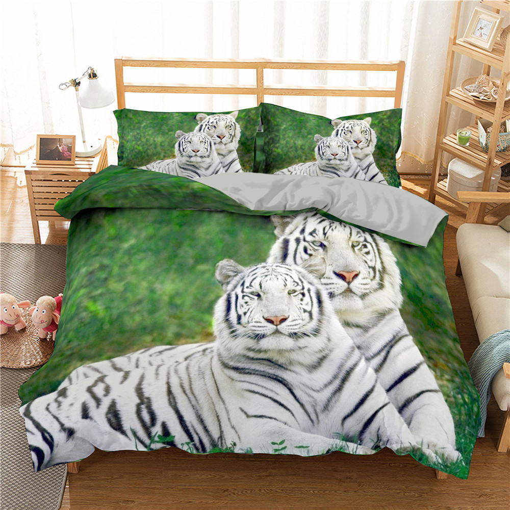 3D Pattern Bedclothes Tiger Duvet Cover Set Twin Double Queen Size Bedding Set