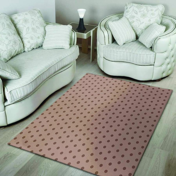 Tan Brown Polka Dot Area Rug