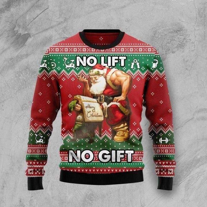 No Lift No Gift Santa Claus Workout Sweater