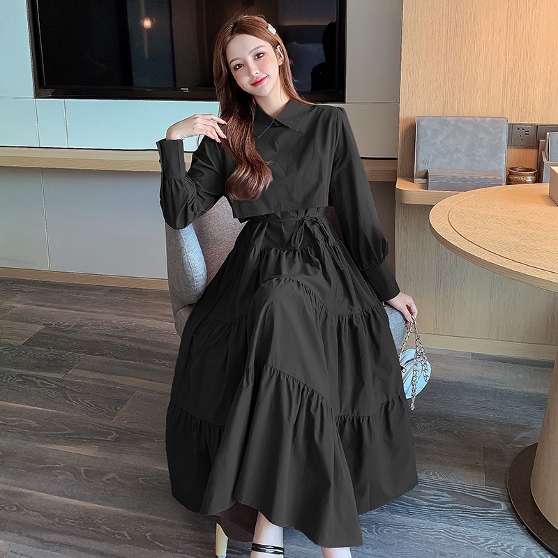 Women’s dress 2020 autumn and winter big swing dress French waist retro temperament slim dress alx