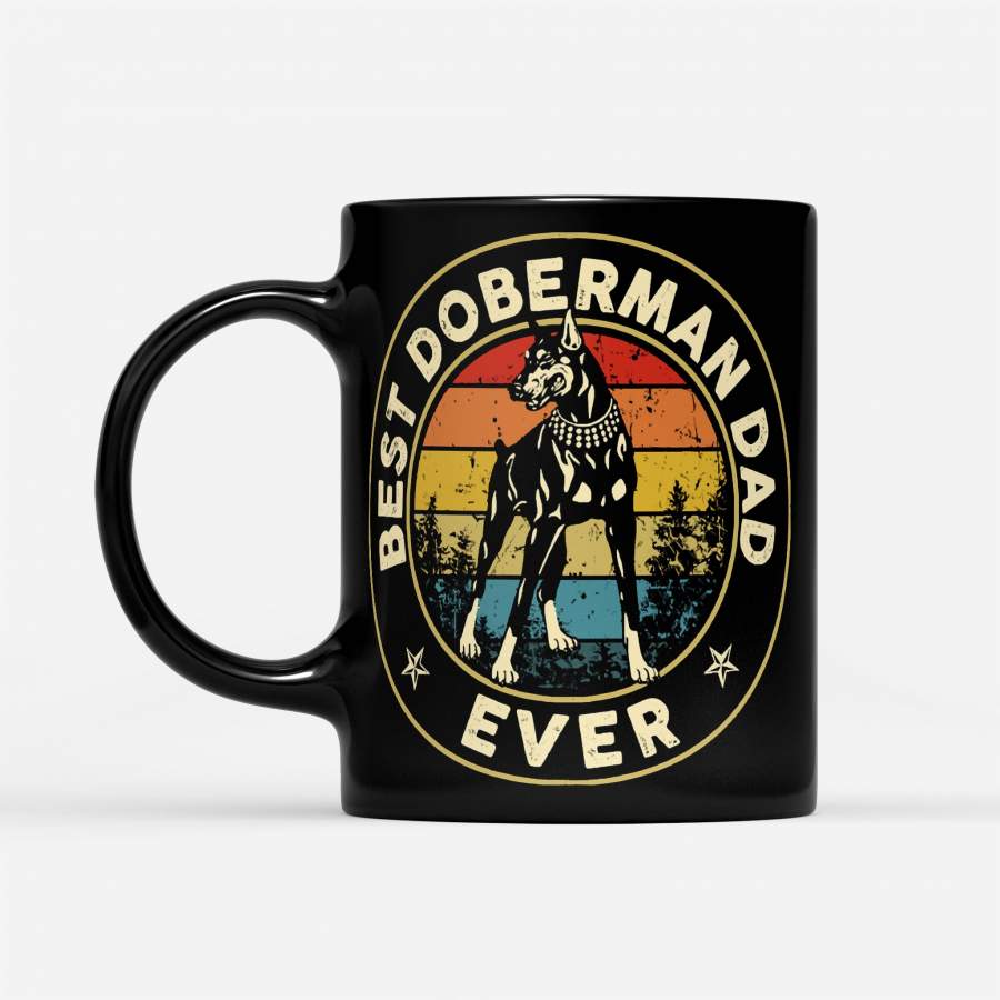 Women Doberman Best Dog Mom Ever Doberman Vintage American Flag Gift Puppy Lover – Black Mug