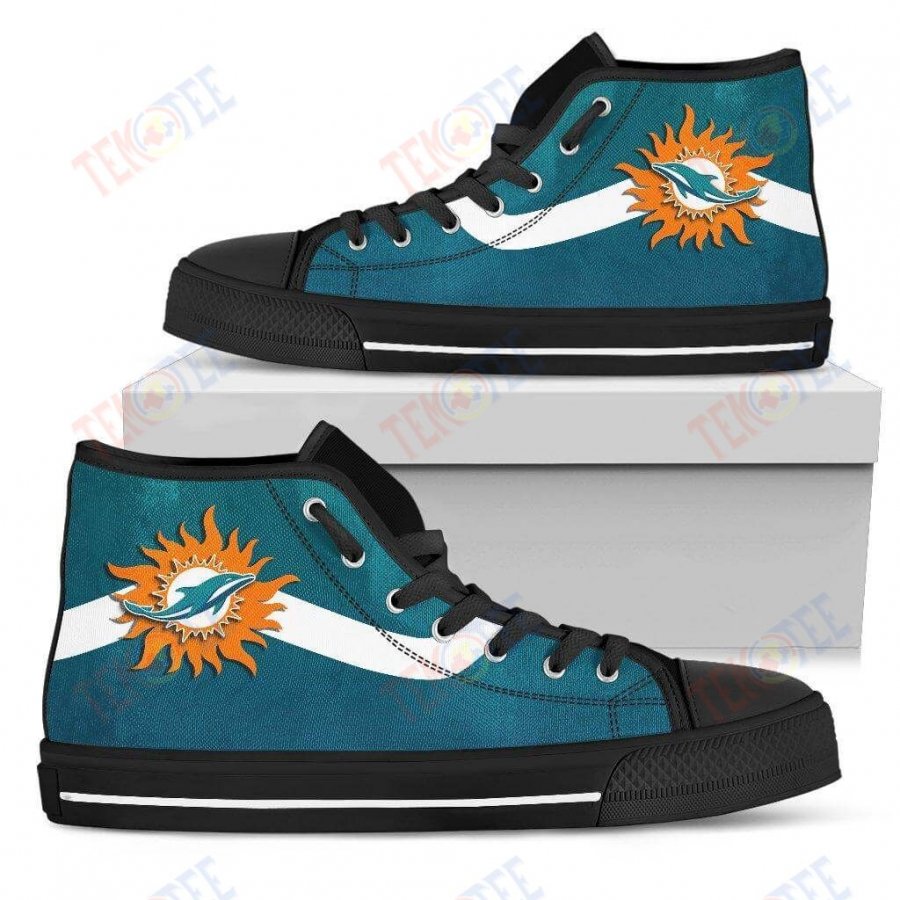 Mens Womens Miami Dolphins High Top Shoes Simple Van Sun Flame Shoes TMT758