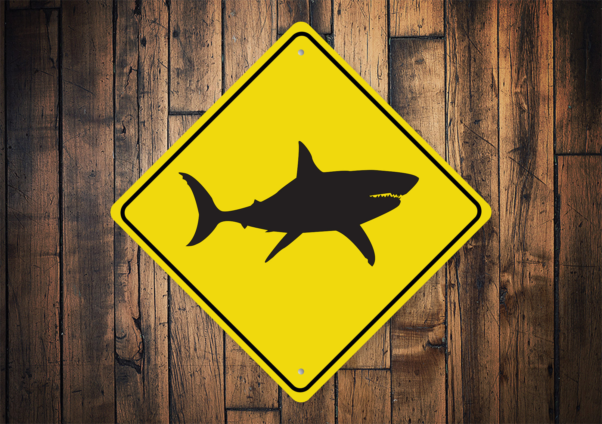 Shark Crossing Sign, Shark Caution Sign, Caution Sign, Beach Decor, Shark Beach Sign, Sign For Sharks, Shark Lovers – Quality Metal Sign