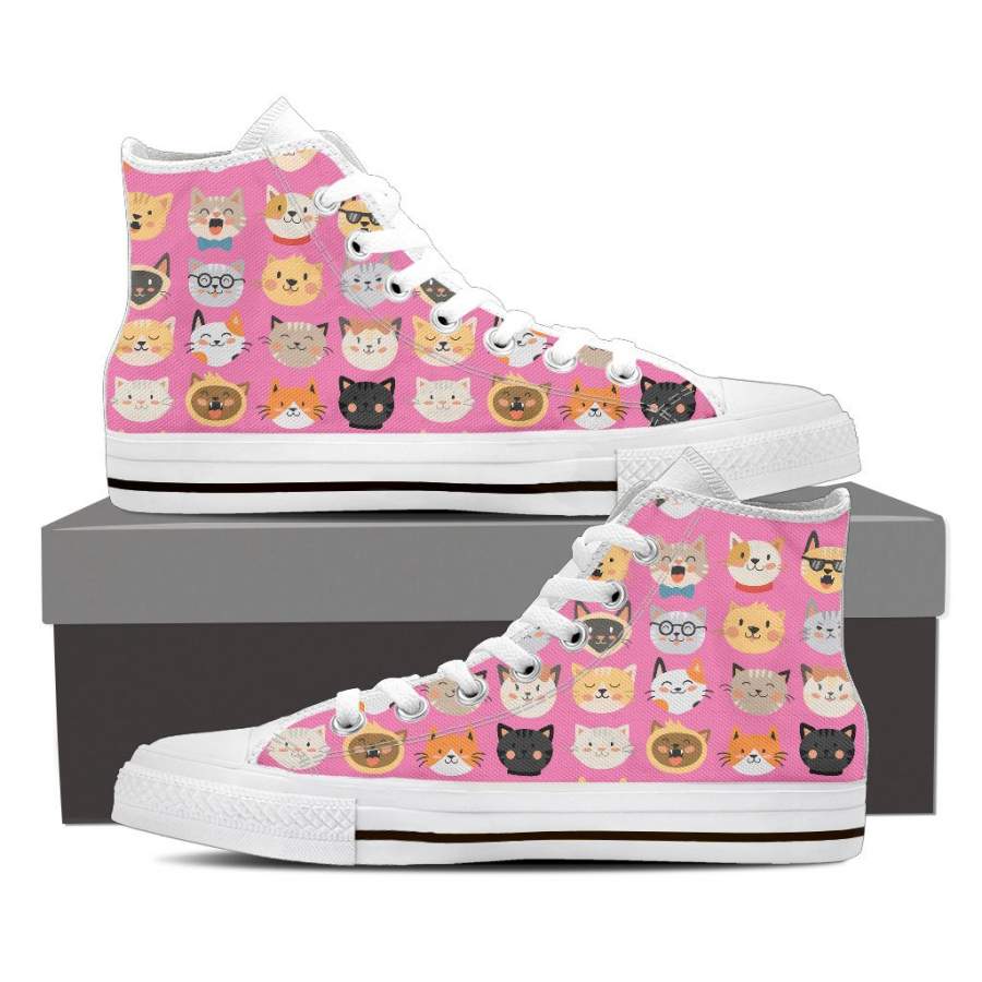 Pink Cat Faces High Tops (Women’s)