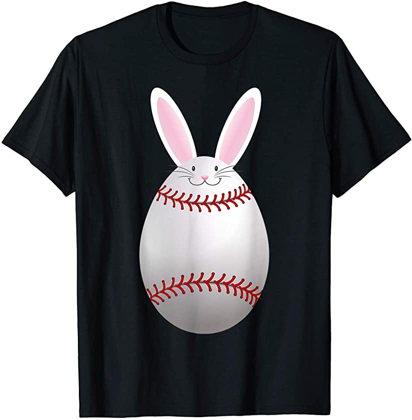 Baseball Bunny Rabbit Eggs Easter Day 2021 Men Women Boys T-Shirt