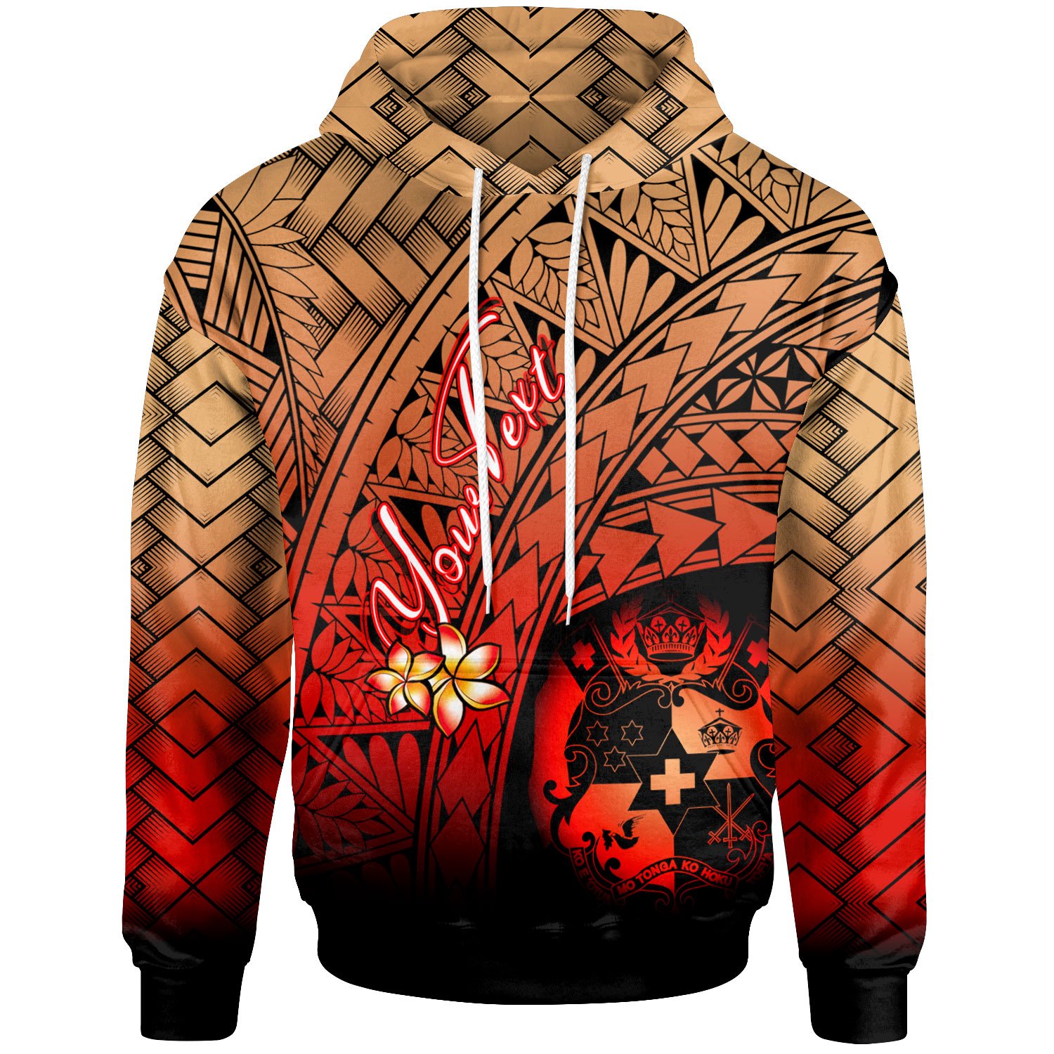 Tonga Polynesian Custom Personalised Hoodie – Plumeria Tattoo Tribal – BN12