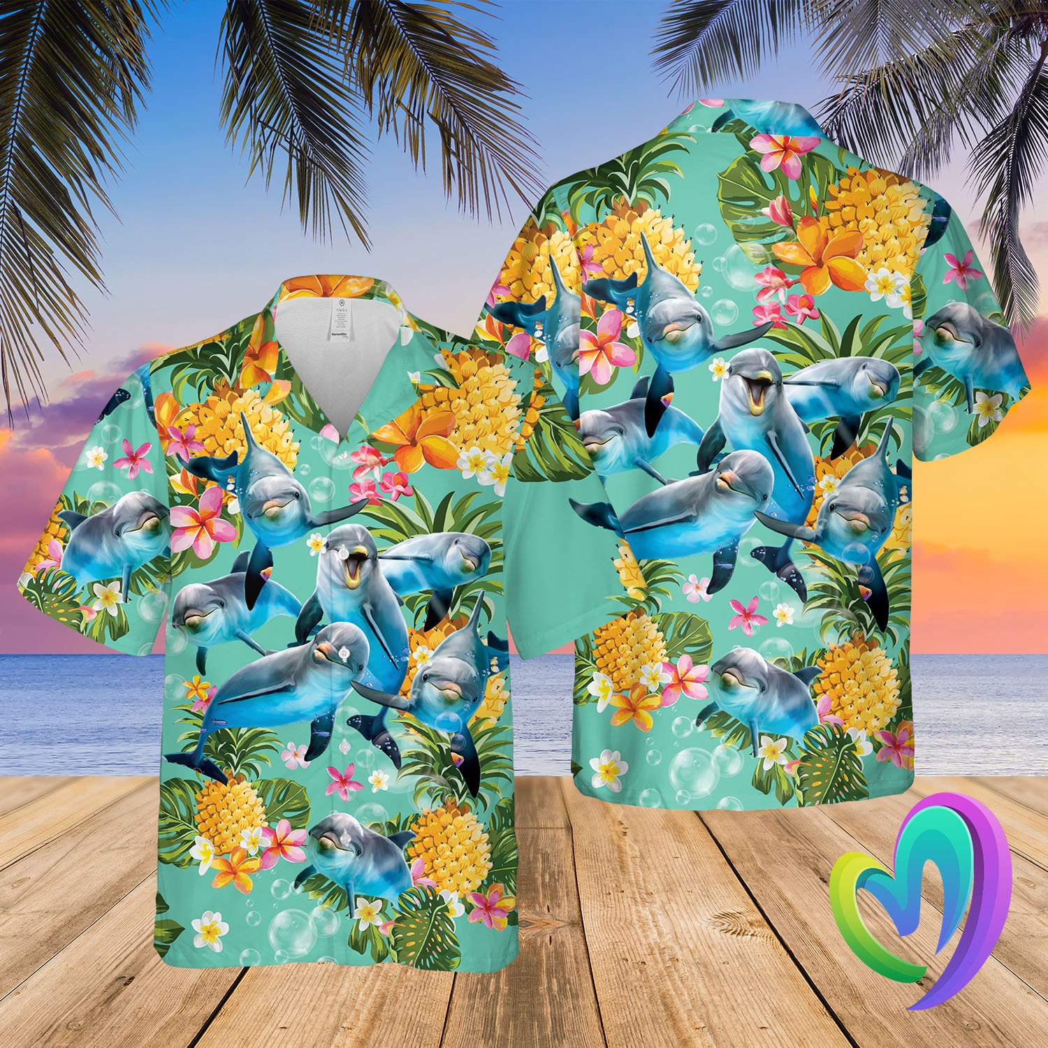 Dolphin Hawaiian Summer Beach Shirt Funny Aloha Shirt QBSM02