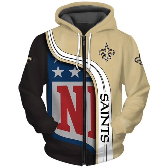 New Orleans Saints Curved Stripes 55 Unisex 3D Hoodie Gift For Fans