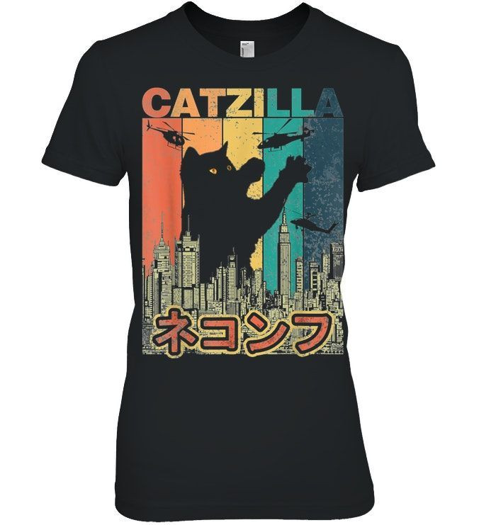 Vintage Catzilla Japan Kitty Cat Lovers Halloween Shirt